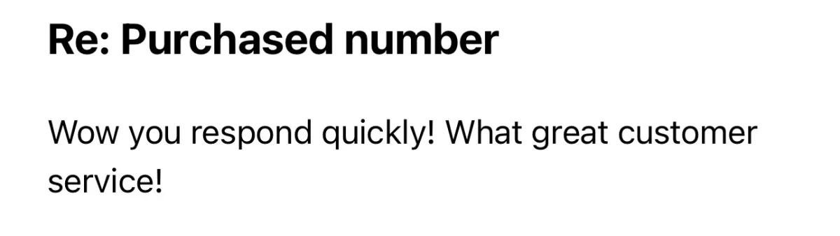 Response to a mail sent to a customer