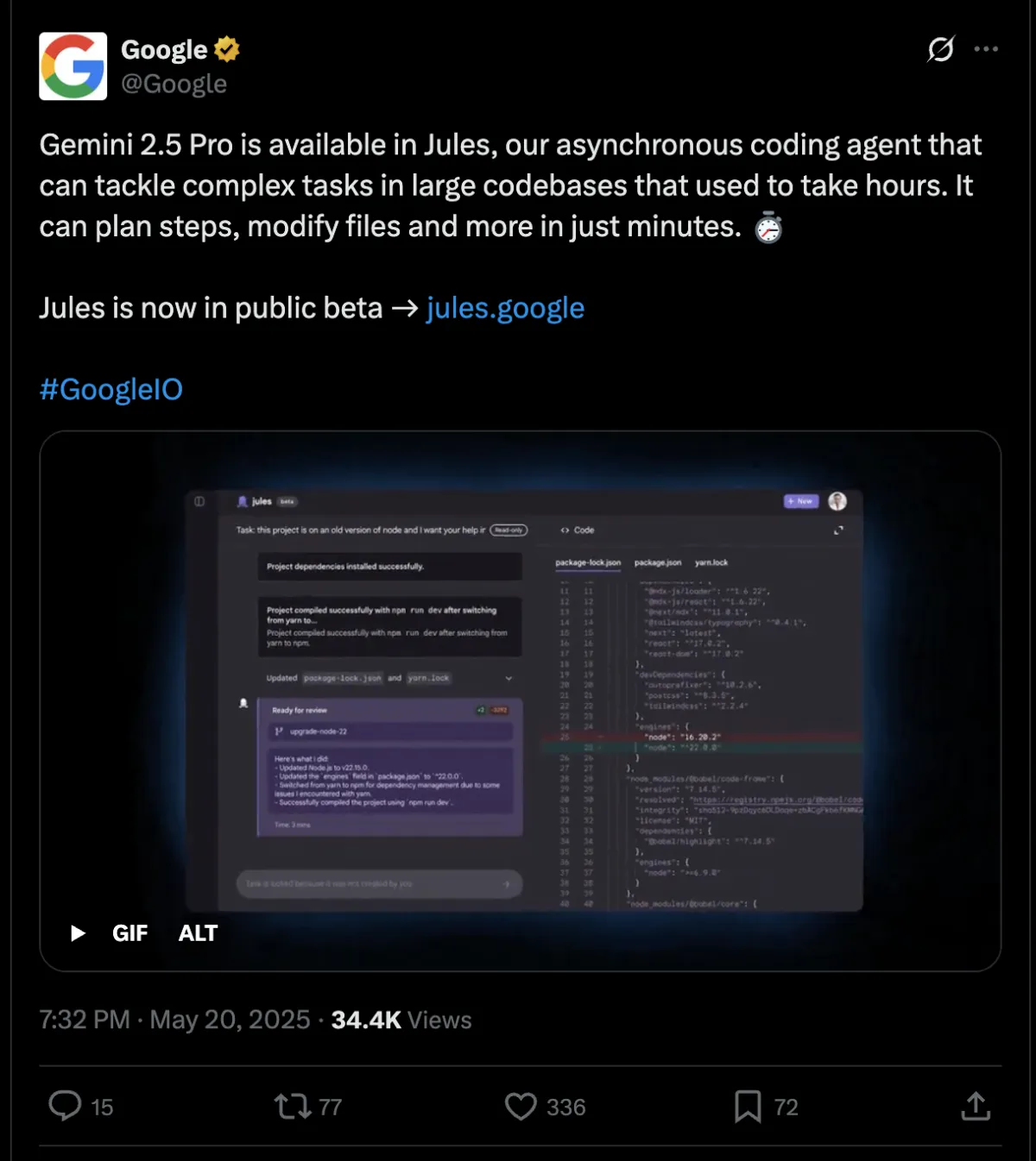 Googel Jules screenshot