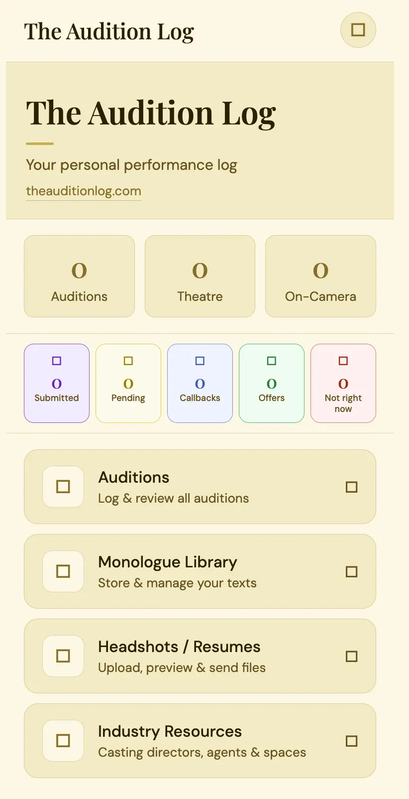 The Audition Log